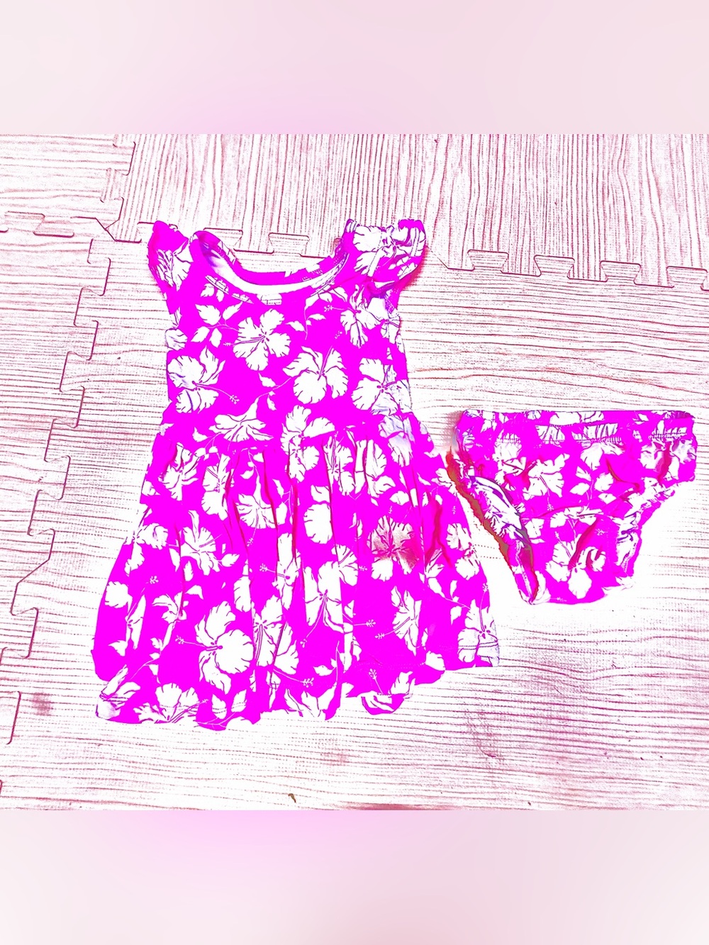 Coco moon ALOHA Collection Pink and Teal baby set 6-12 months